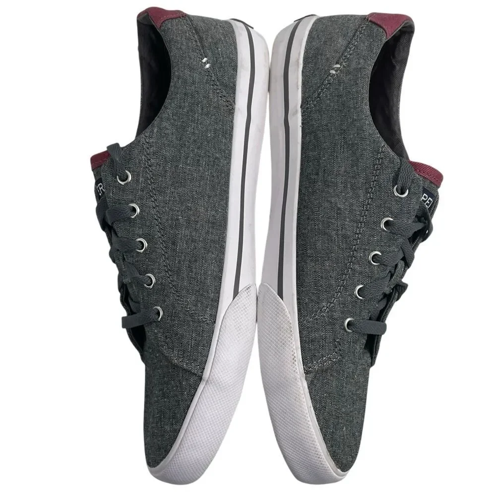 NEW Sperry Big Kids Striper II Ltt  Sneakers Boys Size 6 EU 38 Grey Maroon Shoes